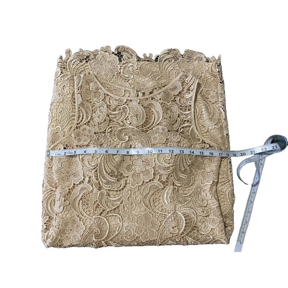 Adrianna Papell Womens Gold Champagne Lace Dress Size 6 - Picture 7 of 12